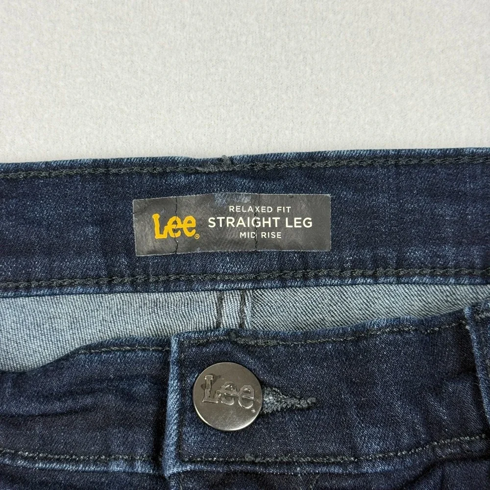 Lee Womens Relaxed Fit Straight Leg Mid Rise Jeans 10 Tall Dark Wash Stretch - Picture 5 of 13